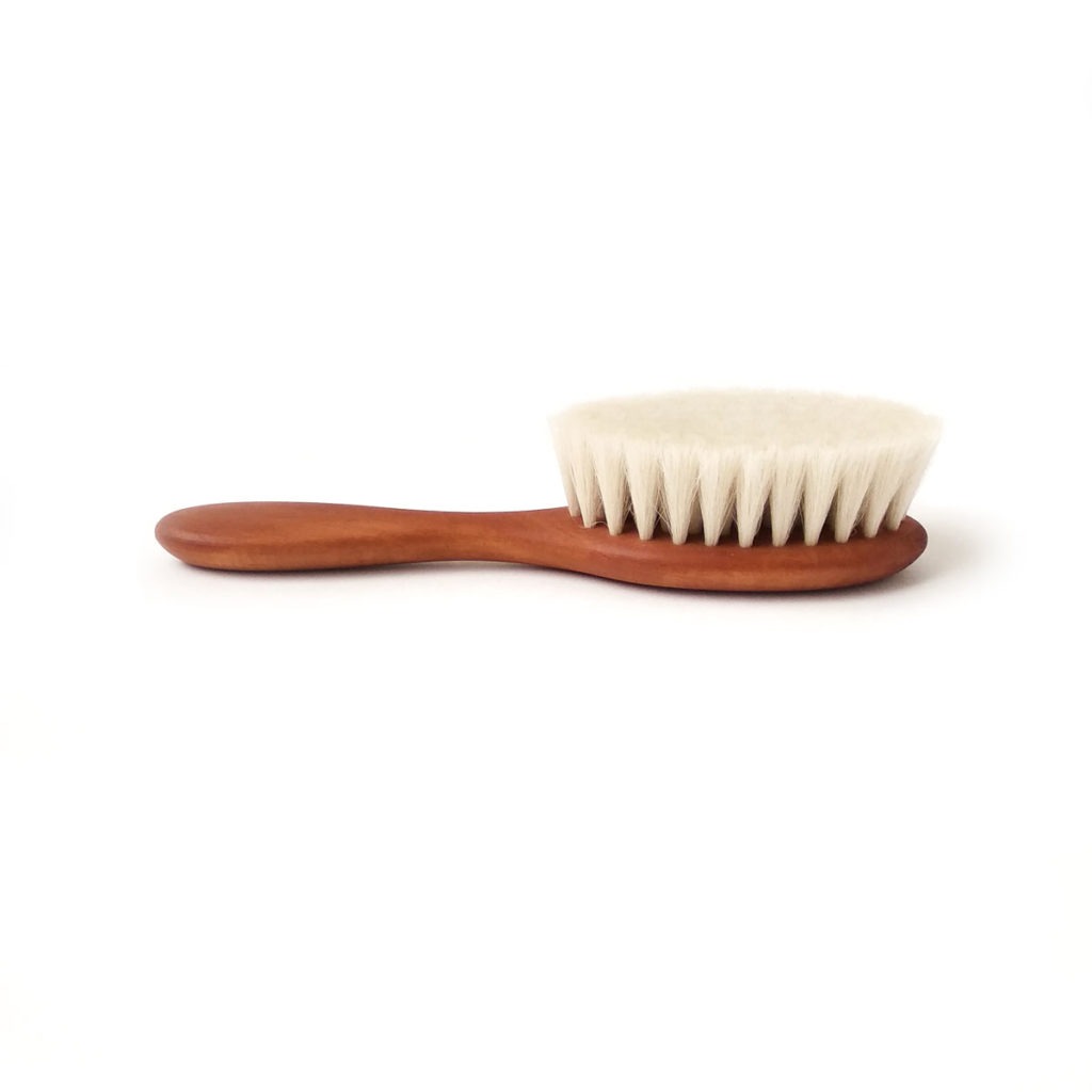 Cepillo de pelo ovalado de cerdas naturales bebé lateral
