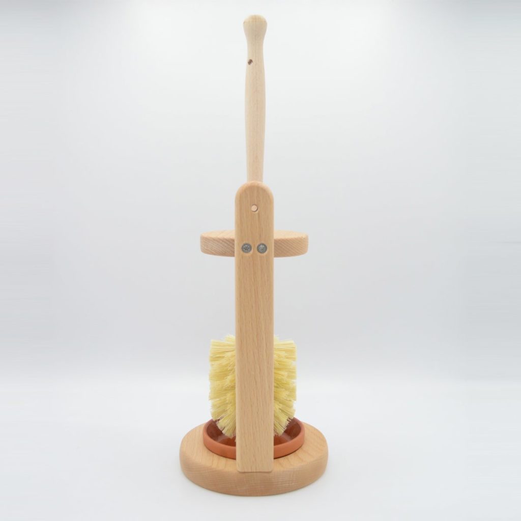 Escobilla de baño de madera con soporte