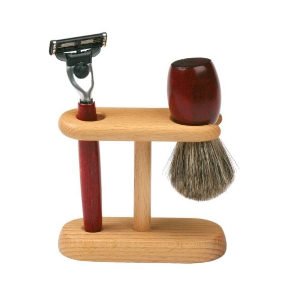 Soporte de Madera de Haya para Kit de Afeitado