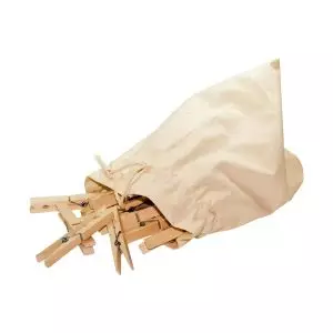 Pinzas de Ropa de Madera Tradicionales Bolsa Algodón
