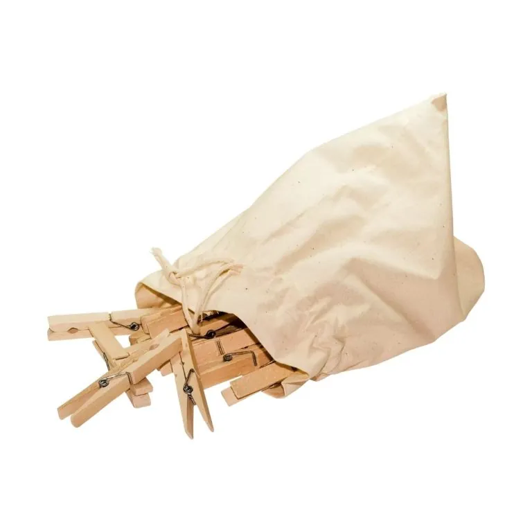 Pinzas de Ropa de Madera Tradicionales Bolsa Algodón
