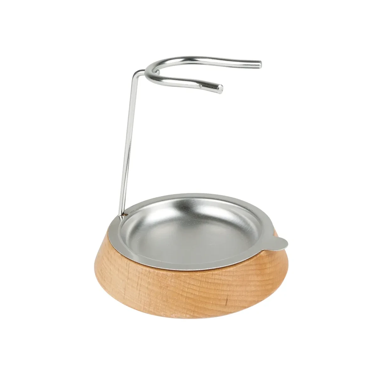 soporte de madera y acero para cepillo de cazuelas