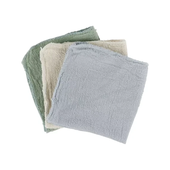 Trapos de Limpieza de Algodón Reciclado – Pack de 3 - Beige y blanco