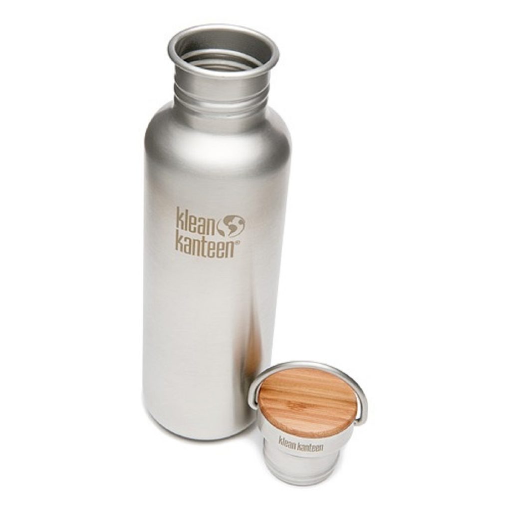 Botella Klean Kanteen 800ml 28oz Reflect cepillado abierta y tapón