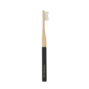 Cepillo de dientes negro de bambú con cabezal intercambiable ecológico cerrado