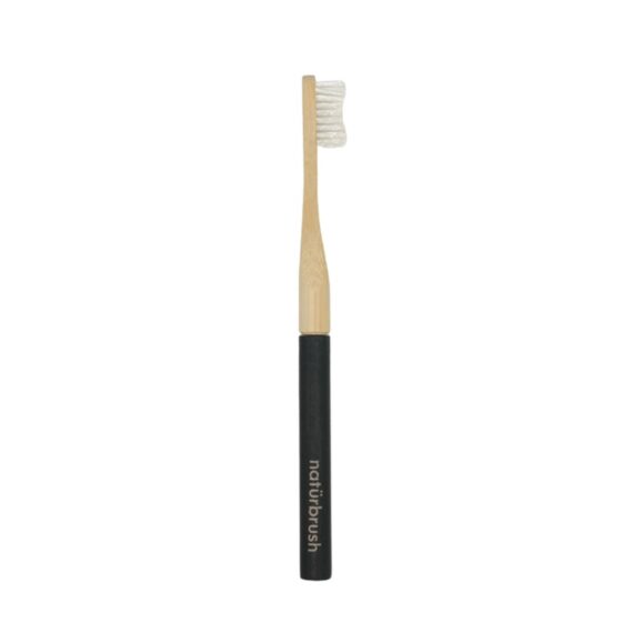 Cepillo de dientes negro de bambú con cabezal intercambiable ecológico cerrado