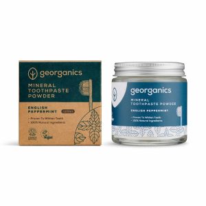 Polvo blanqueador dental con menta piperita