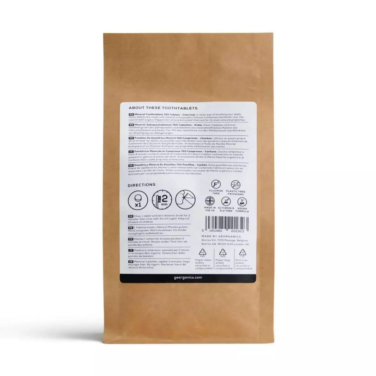 Dentífrico en pastillas carbón activado 720 trasera Dentífrico en pastillas carbón activado 720 trasera