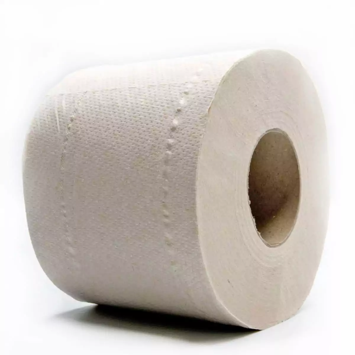 Detalle rollo papel higiénico sin blanquear 100% reciclado