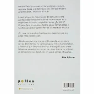 Libro Bea Johnson Residuo Cero en casa contraportada sinopsis