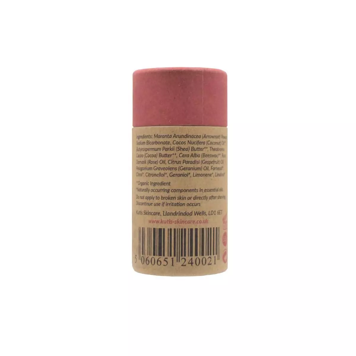 Desodorante natural en barra de uva y rosa con bicarbonato