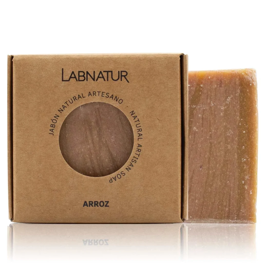 jabon natural premium de arroz labnatur en caja de carton kraft