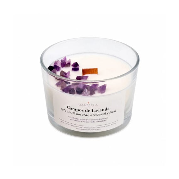 Vela de Lavanda de Cera de Soja con Amatista - Canvela