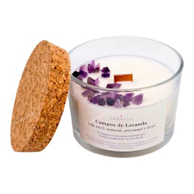 Vela de Lavanda de Cera de Soja con Amatista - Canvela
