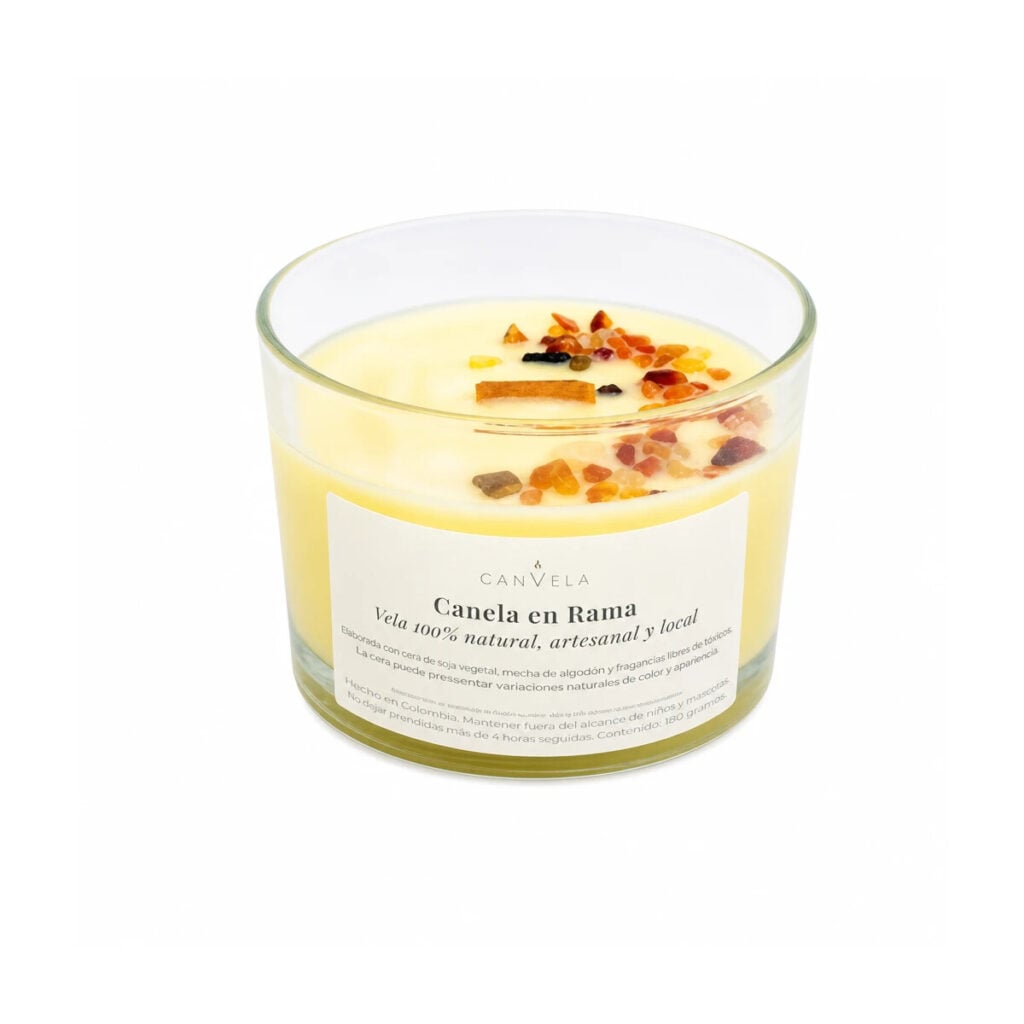 Vela de Canela y Naranja de Cera de Soja con Carneola – Canvela — Canvela