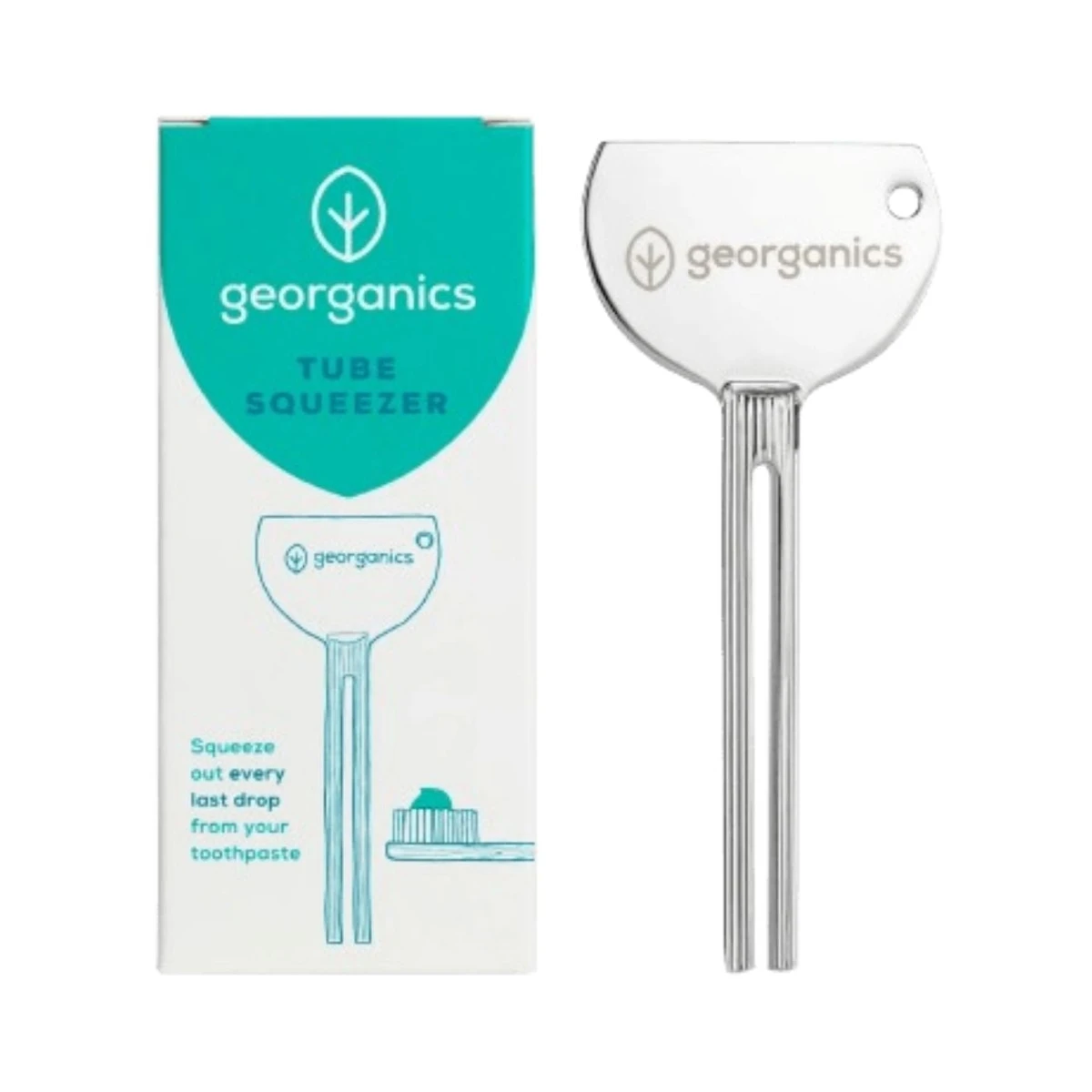 exprimidor de tubo de pasta de dientes de acero inoxidable georganics con su caja