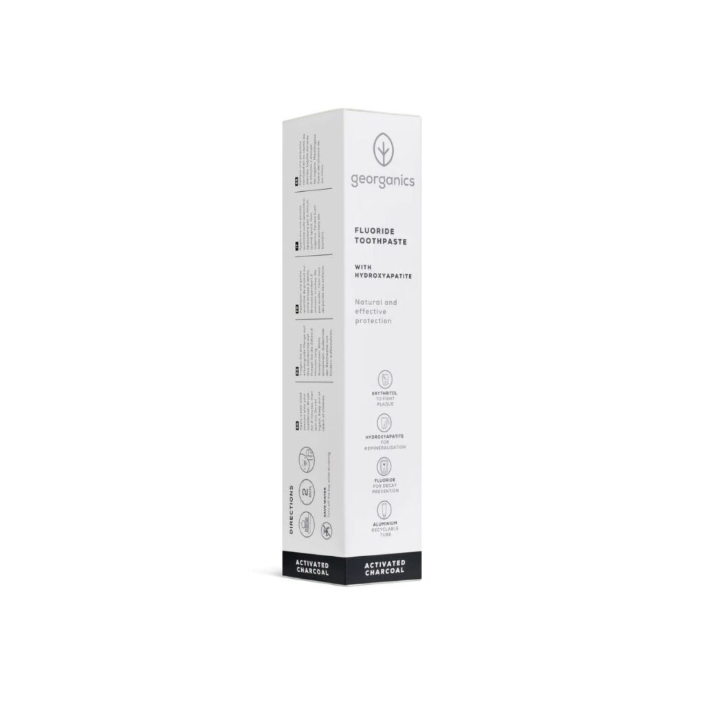 Envase Dentífrico Georganics con carbón y flúor