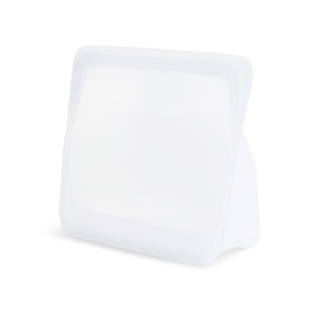 Bolsa de Silicona platino con base de pie Stasher Mediana transparente