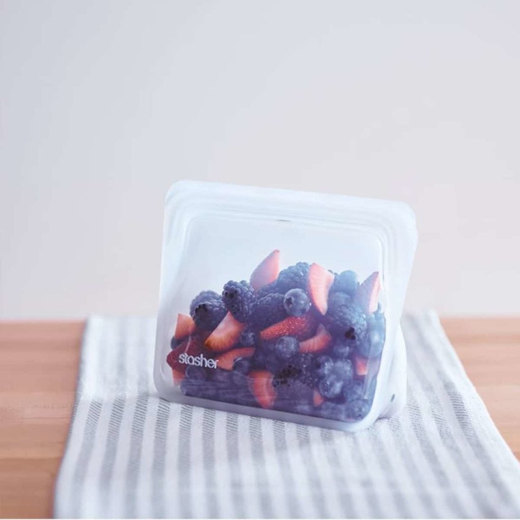 bolsa de silicona reutilizable con base de pie pequeña