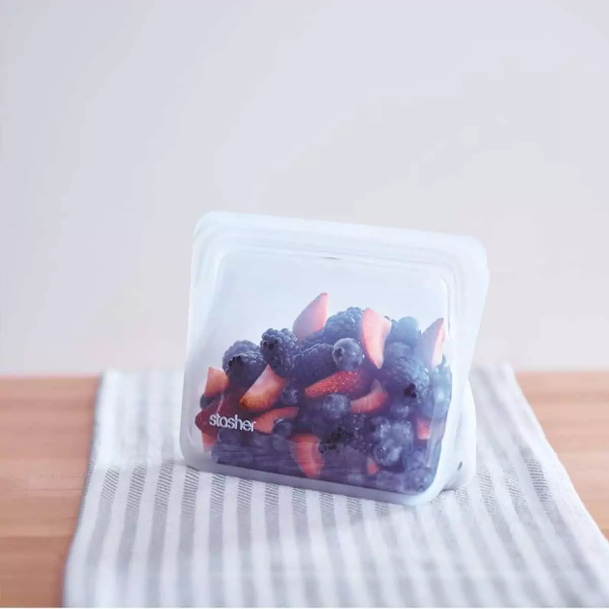 bolsa de silicona reutilizable con base de pie pequeña