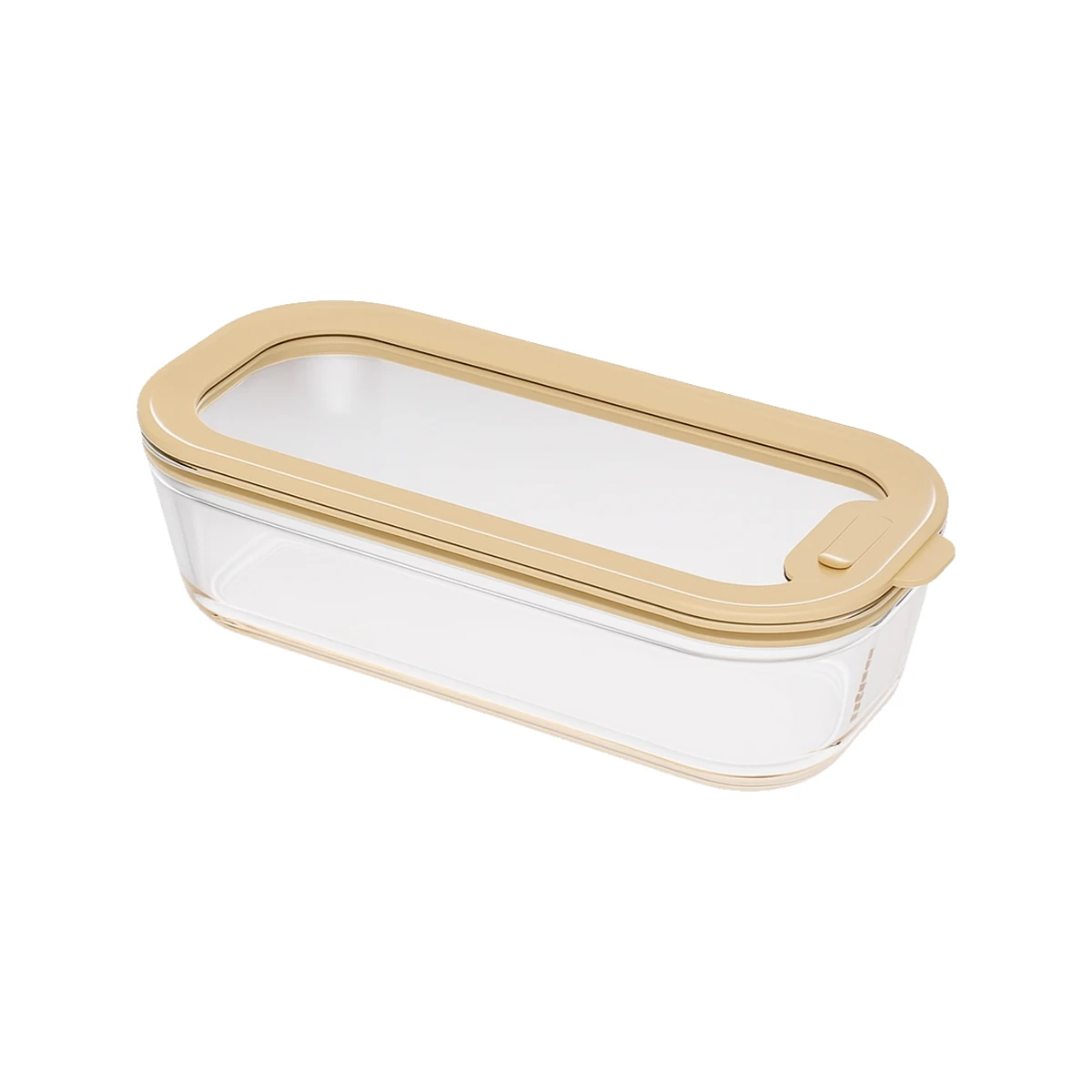 taper de vidrio borosilicato pebbly 560 ml con tapa hermetica color crema