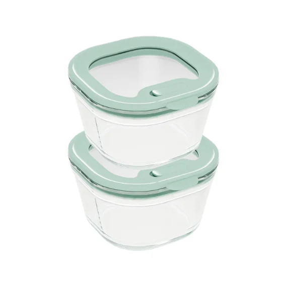 Set de 4 Táperes de Vidrio con Tapa Hermética - 2×240 mL, 560 mL y 2,9 L