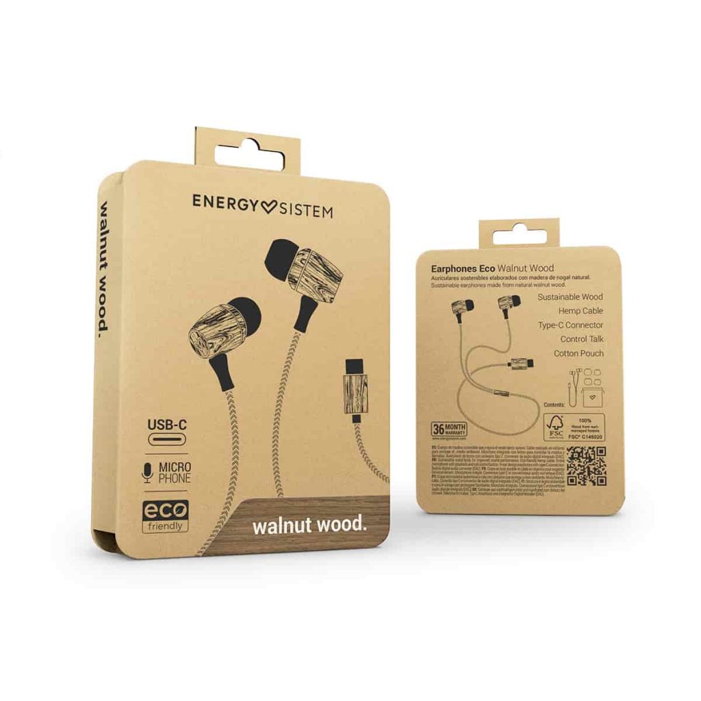 Auriculares de madera sin residuos