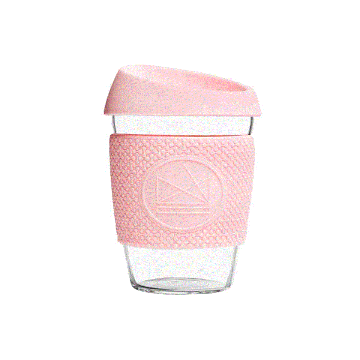 Vaso para llevar café reutilizable de vidrio rosa