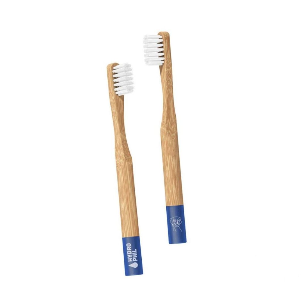 Cepillos de dientes de bambú para niños azul pack de dos