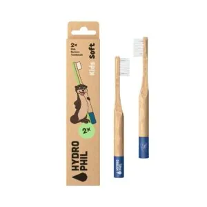 Cepillos de dientes de bambú para niños azul con caja