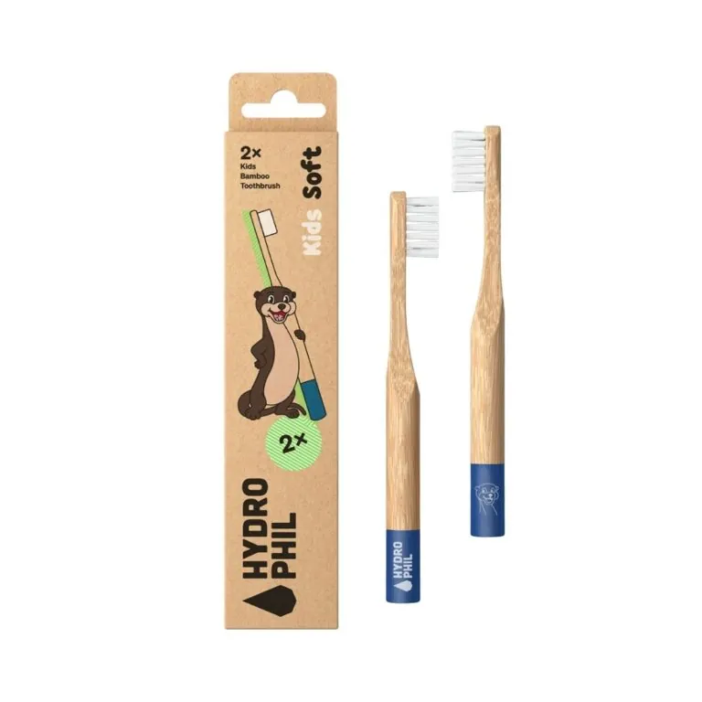 Cepillos de dientes de bambú para niños azul con caja