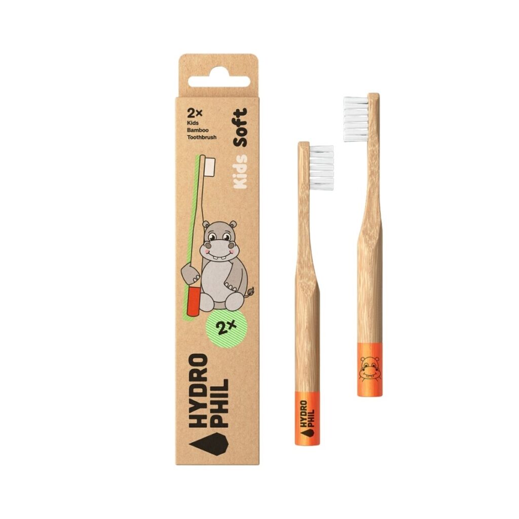 Cepillos de dientes de bambú para niños rojo con caja