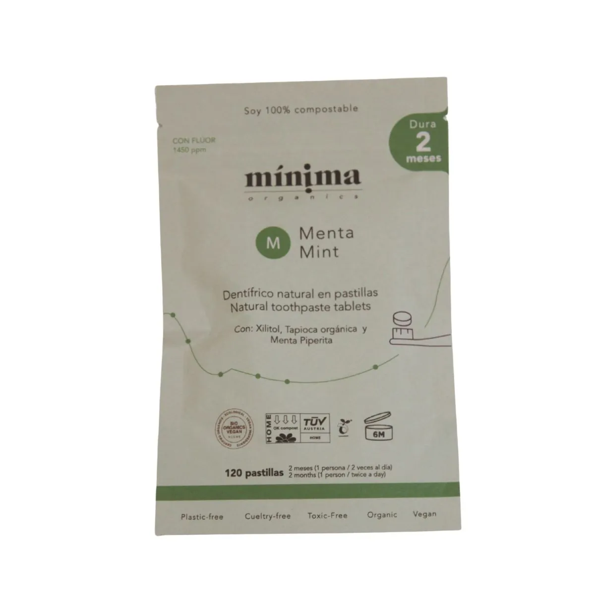 Dentrífico Natural Pastillas Menta 120 unidad