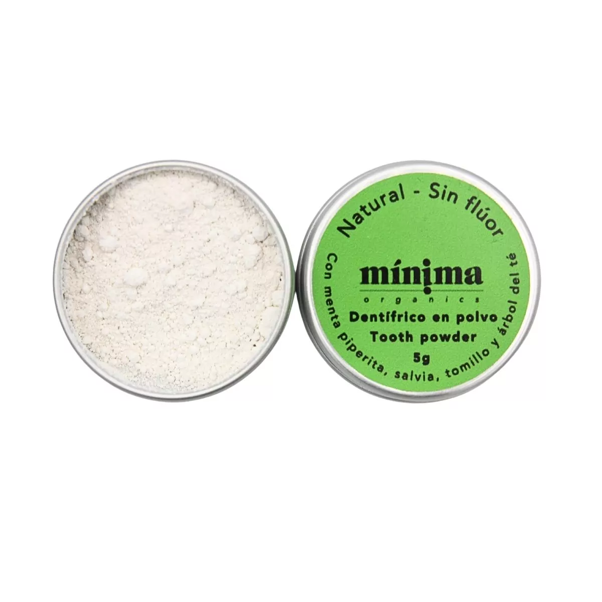 Pasta de dientes en polvo en latita abierta Pasta de dientes en polvo en latita abierta