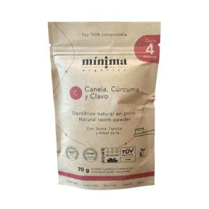 Caja de pasta de dientes ecológico en polvo de Canela Clavo y Cúrcuma