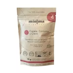 Caja de pasta de dientes ecológico en polvo de Canela Clavo y Cúrcuma
