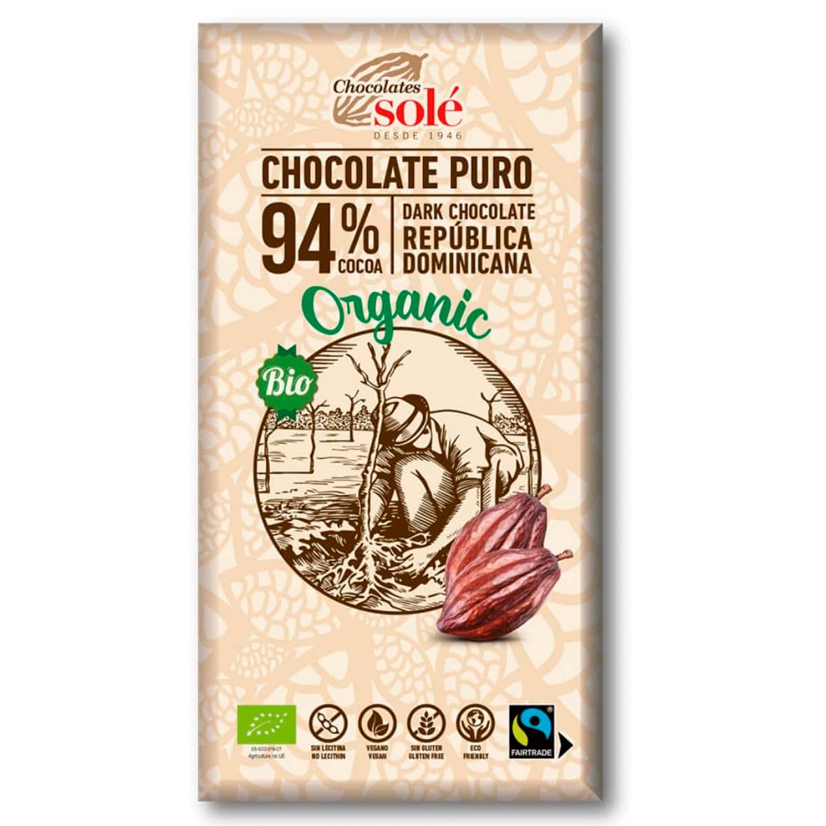 Chocolate puro, 94% de Cacao BIO