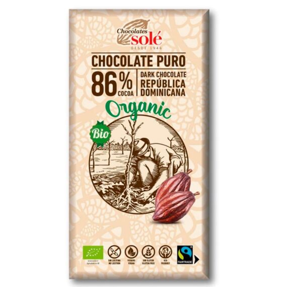 Chocolate puro, 86% Cacao BIO