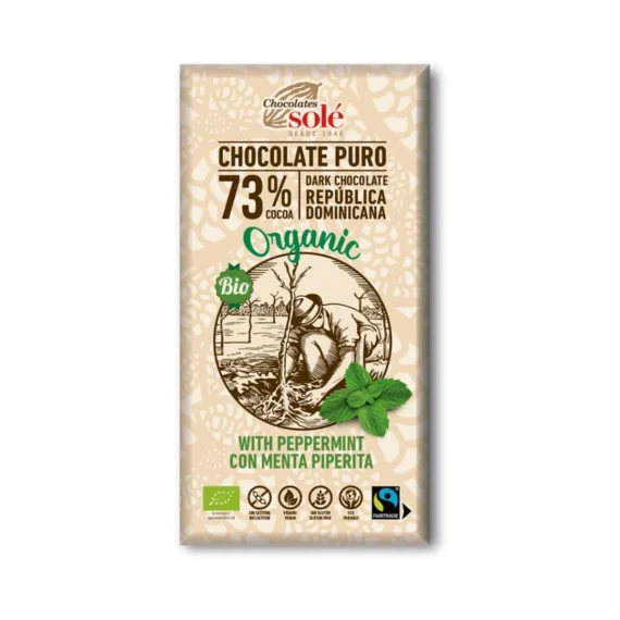 Chocolate Negro 73% con Menta 100 g BIO