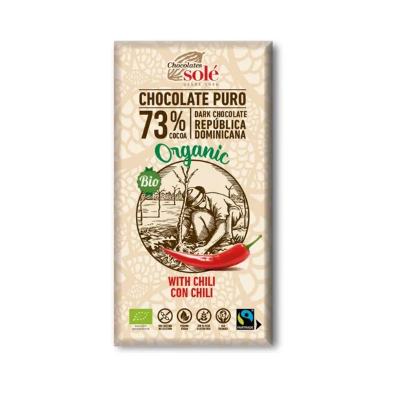 Chocolate Negro 73% con Chili 100 g BIO