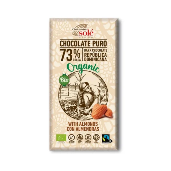 Chocolate Negro 73% con Almendras 150 g BIO