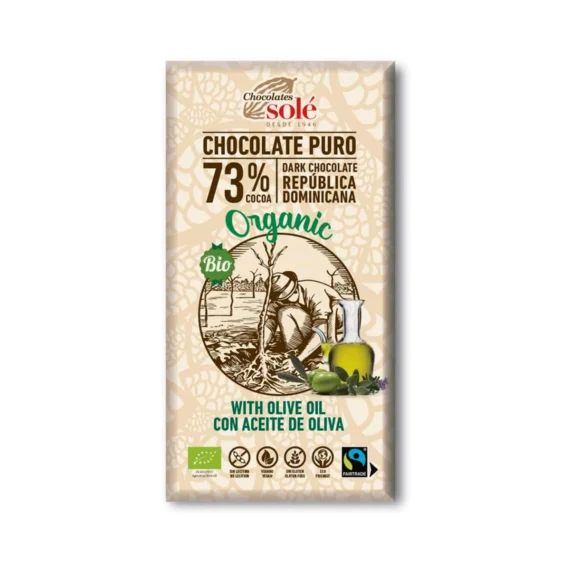 Chocolate Negro 73% con Aceite de Oliva 100 g BIO