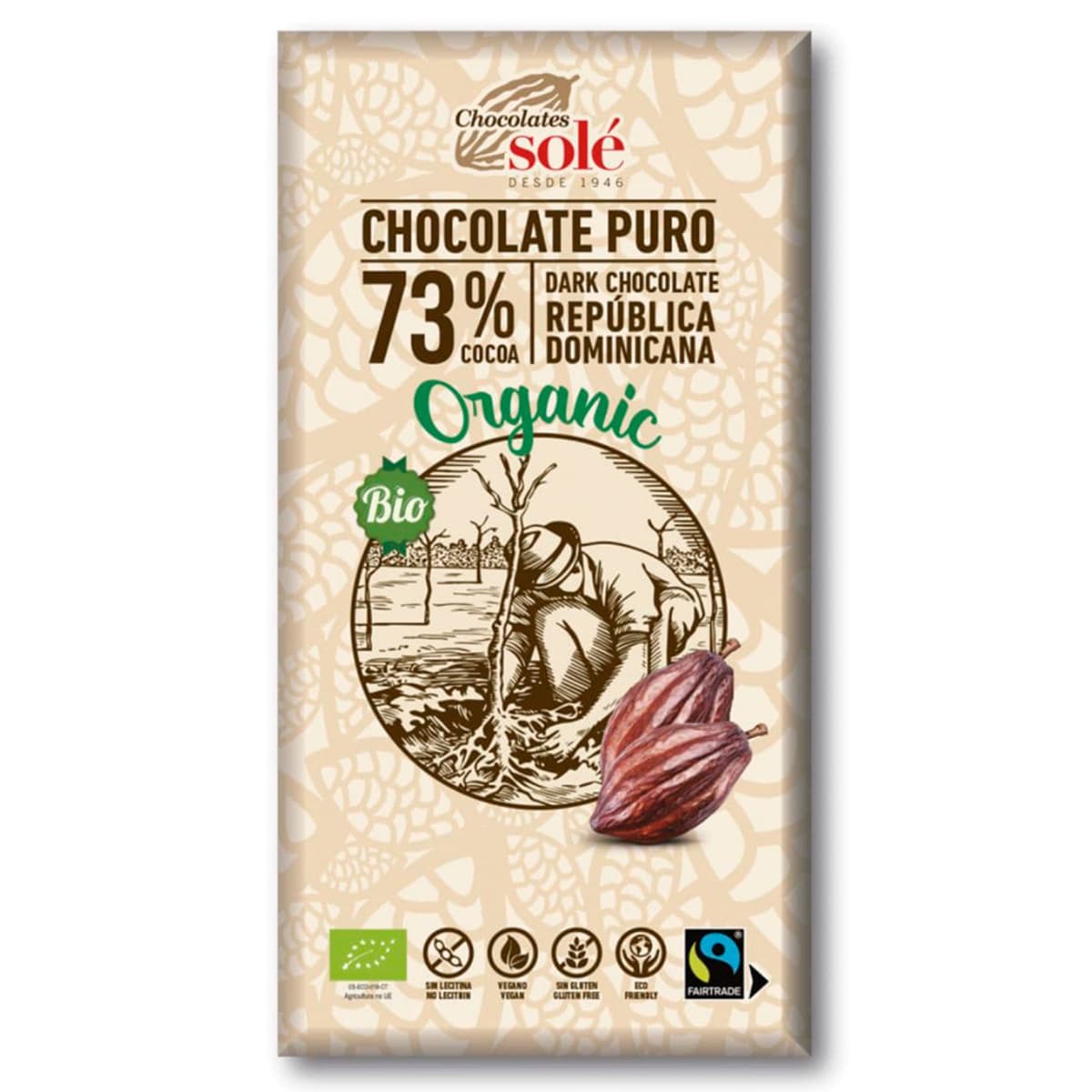 Chocolate puro, 73% de Cacao BIO