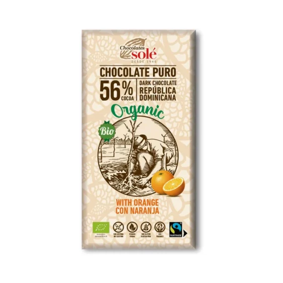 Chocolate Negro 56% con Naranja 100 g BIO