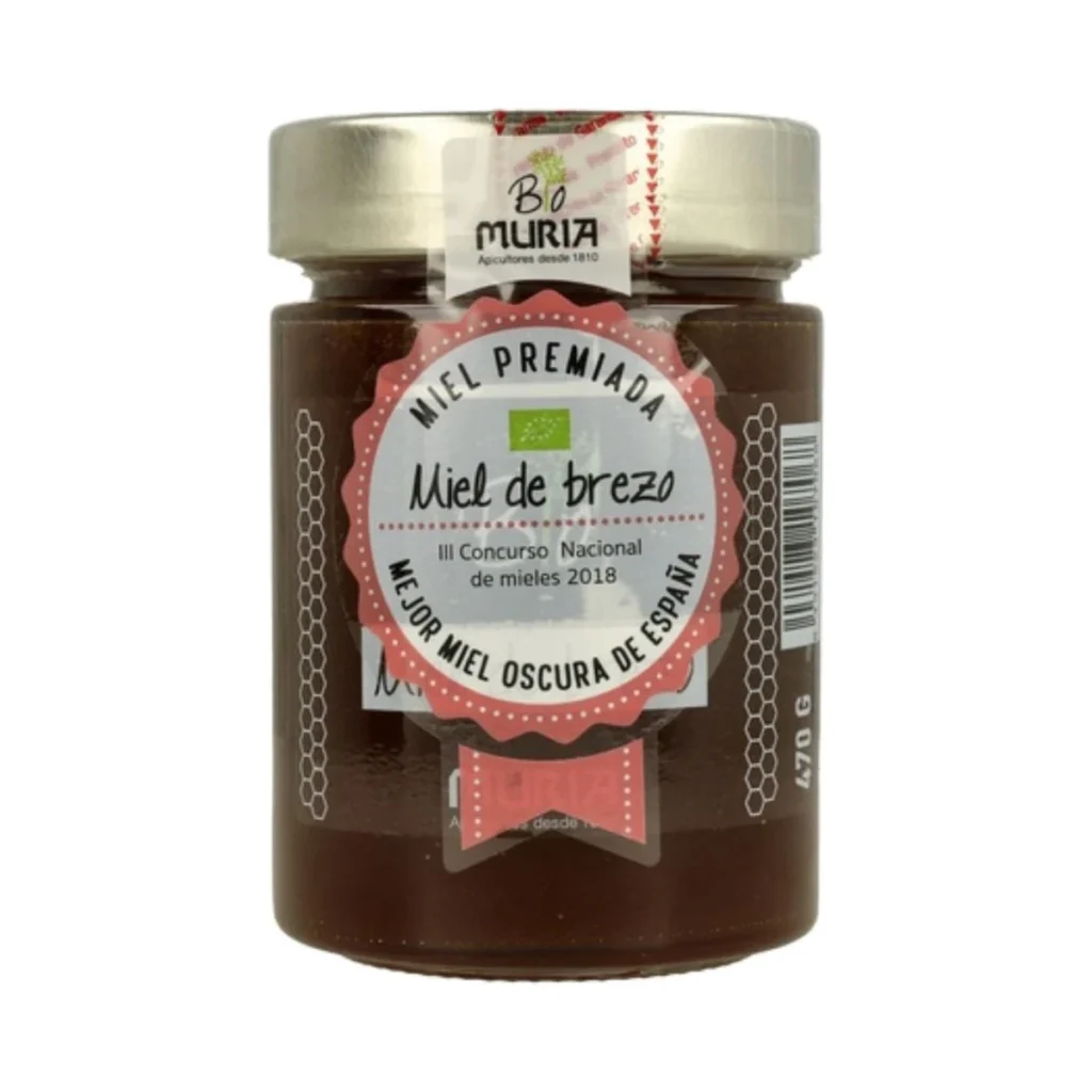 tarro de cristal de miel de brezo 470 g ecológica muria