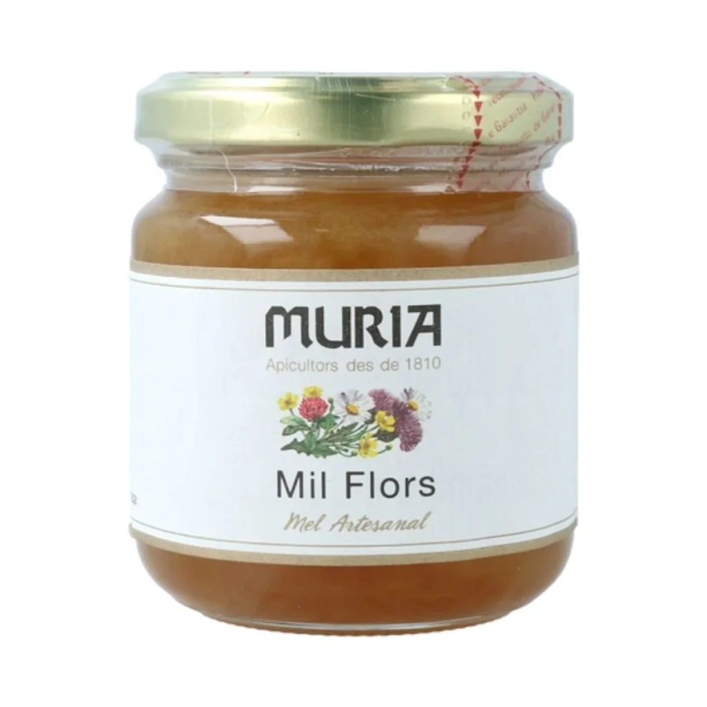 tarro de cristal de miel de mil flores con propóleo 250 g muria