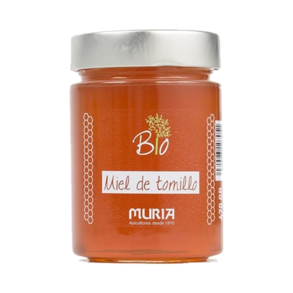 tarro de cristal de miel de tomillo 470 g ecológica muria