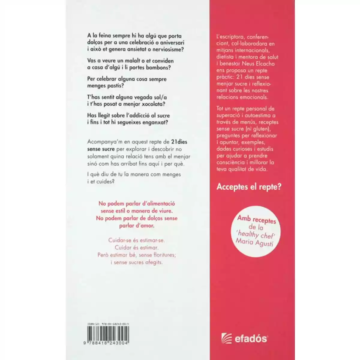 Estimar sense sucres afegits de Neus Elcacho trasera Estimar sense sucres afegits de Neus Elcacho trasera