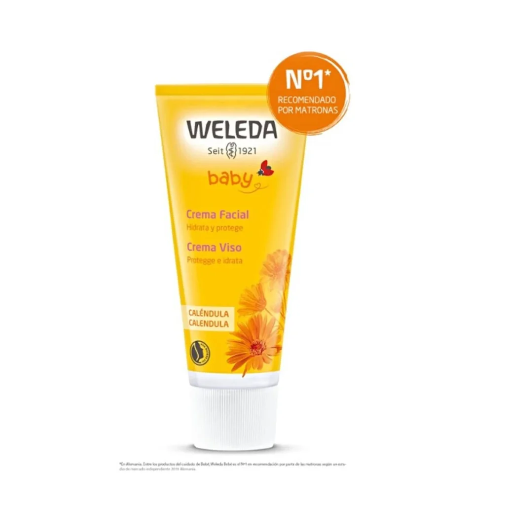 crema facial de caléndula para bebé de weleda en tubo