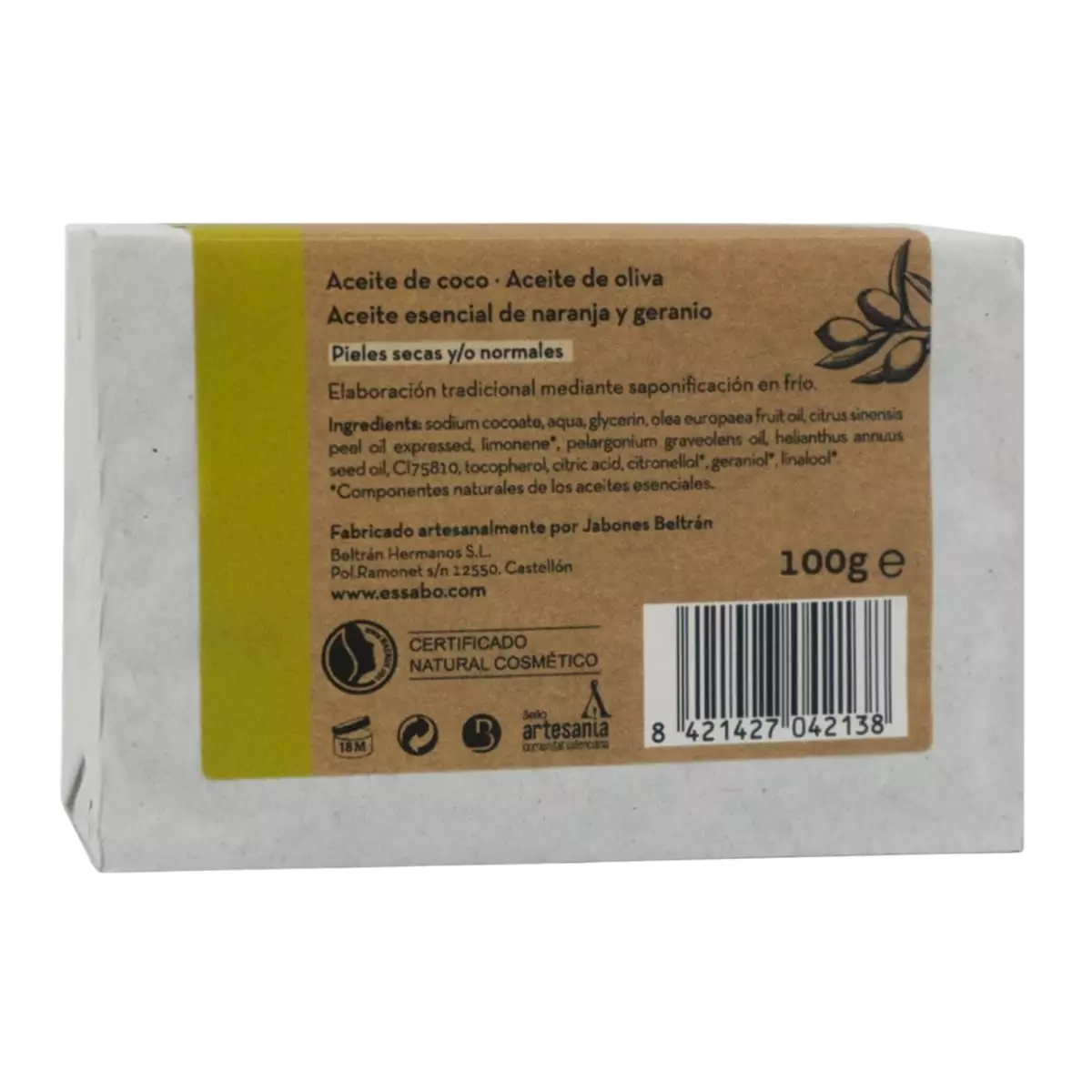 ESSABO jabon aceite oliva trasera